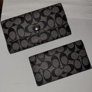 Coach leather wallet and checkbook sleeve